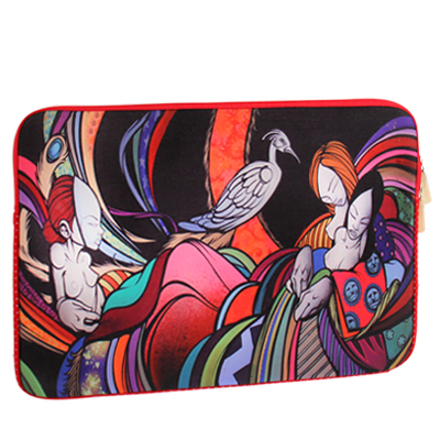 Abstract Painting Pattern Soft Sleeve Case Zipper Bag with Dual-Zipped Close for 14 inch Laptop